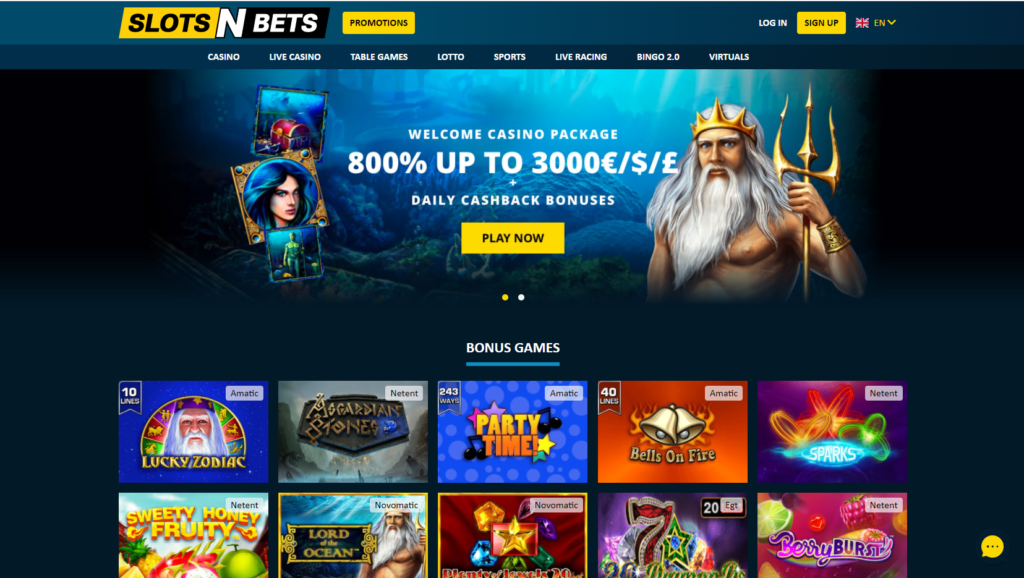 slots n bets UI