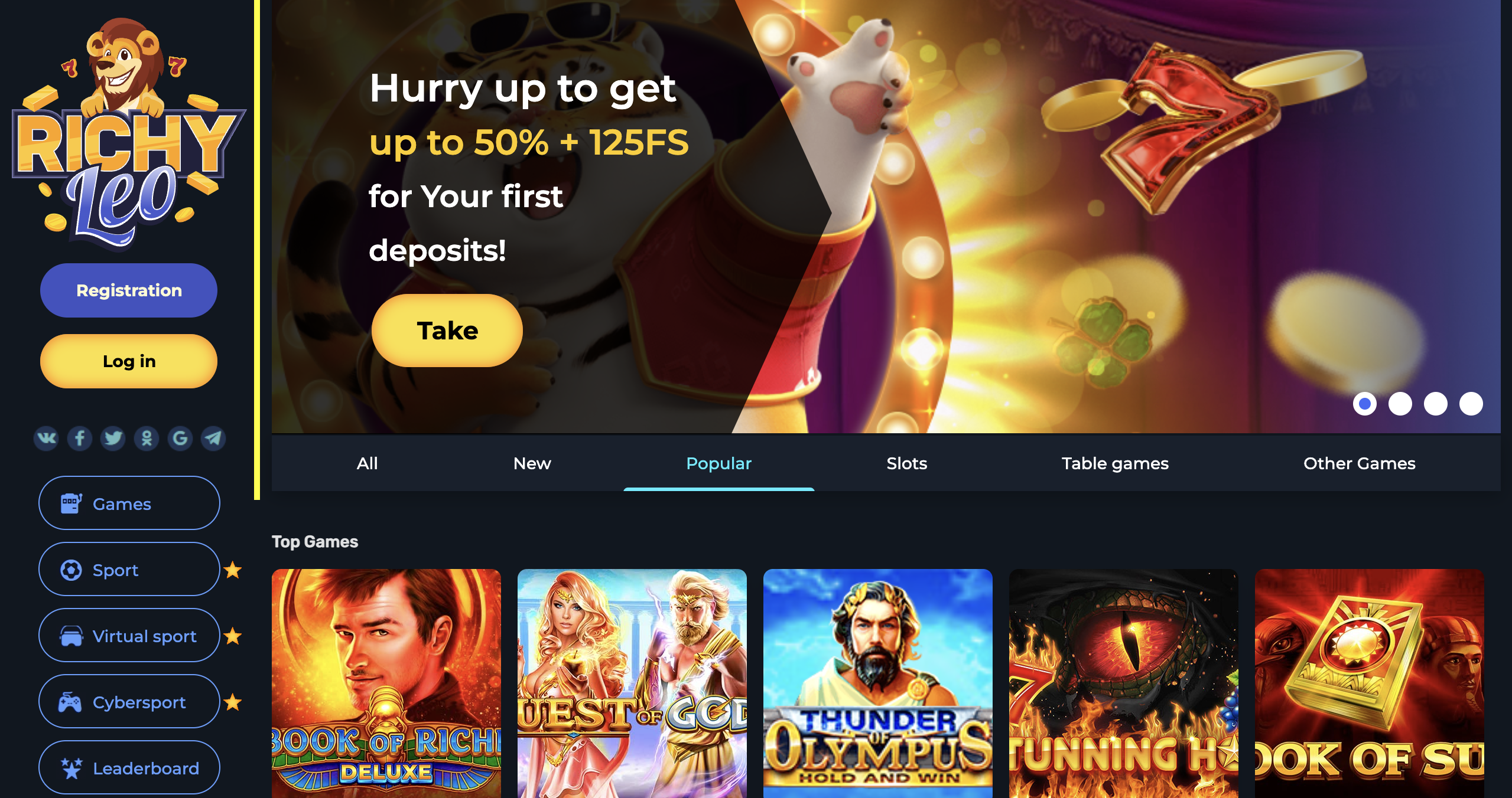 richy leo casino UI